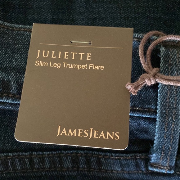 NWT James Jeans Juliette Slim Leg Trumpet Flare in dark indigo “bombshell,” 27 - Picture 3 of 7